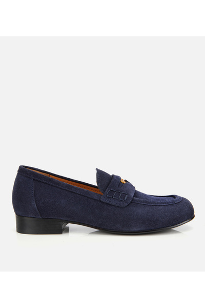Hotiç Kadın Süet Deri Lacivert Klasik Loafer
