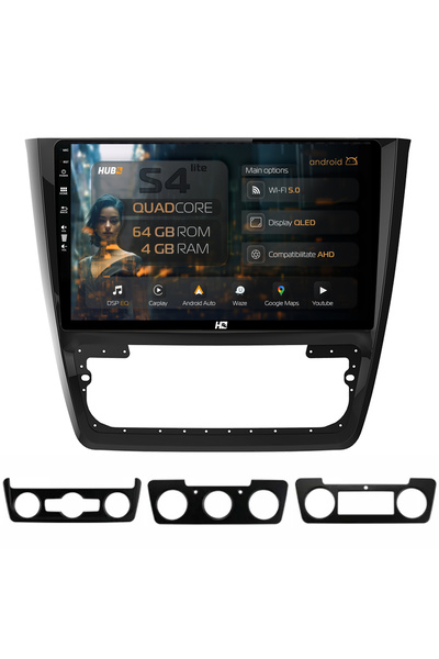 HUB64 Navigație Android Skoda Yeti, 10.1 inch, 4GB RAM, CarPlay și Android Au...