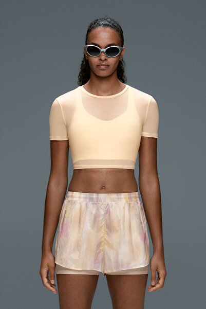 Oysho Sheer detaylı kısa kollu tank top