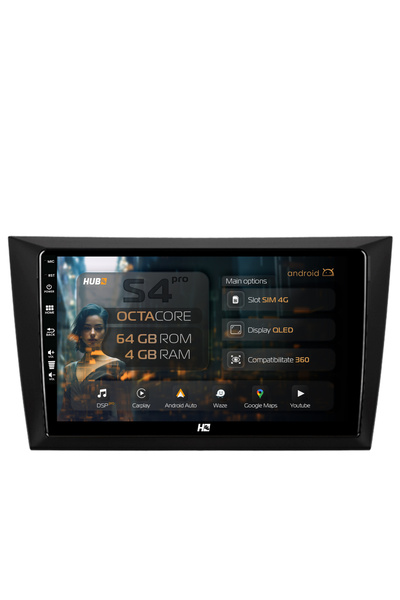 HUB64 Navigație Android Volkswagen Golf 6, 9 inch, 4GB RAM, CarPlay și Androi...
