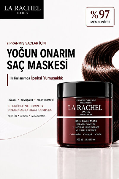 La Rachel Onarıcı Saç Maskesi Keratin & Argan İpeksi Yumuşaklık Yıpranmış Kur...