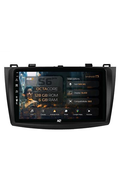 HUB64 Navigație Android Mazda 3 (2009-2013), 9 inch, 6GB RAM, CarPlay și Andr...