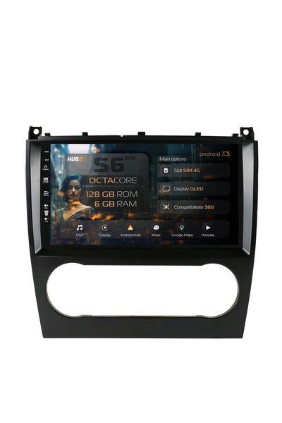 HUB64 Navigație Android Mercedes Benz C-Class W203 (2004-2011), 9 inch, 6GB R...