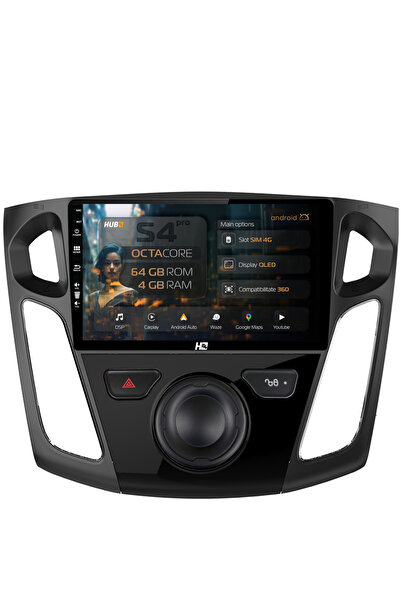 HUB64 Navigație Android Ford Focus 3 (2011-2019), 9 inch, 4GB RAM, CarPlay și...