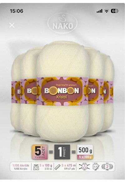 BONBON Lif İpi Krem Rengi Renk No 98223 -5 Adet