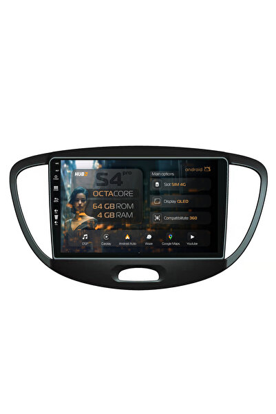 HUB64 Navigatie Android Hyundai I10 (2007-2013), 9 inch, 4GB RAM, CarPlay si ...