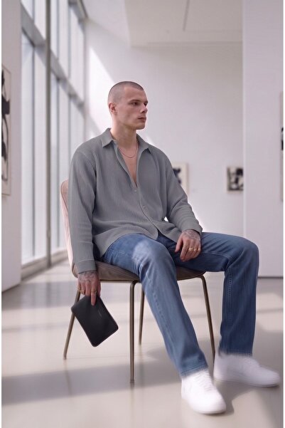 CAST COLLECTİON Cămașă din țesătură otomană gri fumuriu pentru bărbați