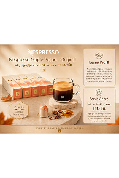 Nespresso Original Maple Pecan Kapsül Kahve 5x10 Adet (50 Kapsül) I Ghostium