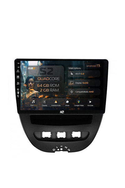 HUB64 Navigatie Android Toyota AYGO / Citroen C1 (2005-2014), 10.1 inch, 2GB ...
