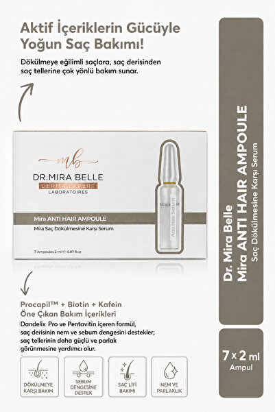 Dr. Mira Belle Derma Expert Mira Anti Hair Ampoule Saç Dökülmesine Karşı Proc...