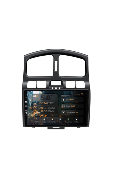 HUB64 Navigatie Android Hyundai Santa Fe (2001-2005), 9 inch, 8GB RAM, CarPla...
