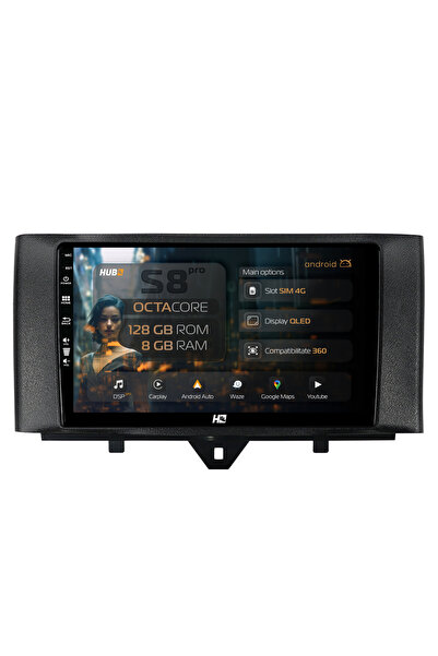 HUB64 Navigație Android Smart Fortwo (2010-2015), 9 inch, 8GB RAM, CarPlay și...