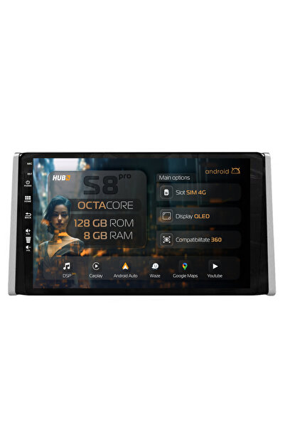 HUB64 Navigație Android Toyota RAV4 (2018+), 9 inch, 8GB RAM, CarPlay și Andr...