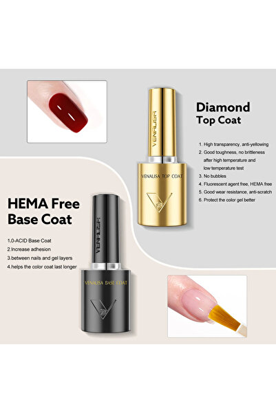 Venalisa Base Coat + Top Coat 10 ml HEMA ve TPO Free