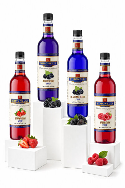 Simonelli 4'lü Kokteyl ve Kahve Şurubu Seti 700 ml (4x700 ml) - Çilek, Böğürt...