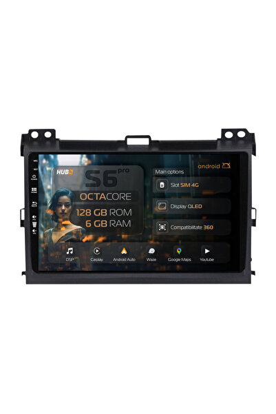 HUB64 Navigație Android Toyota Prado J120 (2002-2010), 9 inch, 6GB RAM, CarPl...