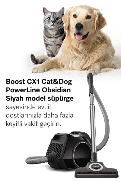 Miele Boost CX1 Cat&Dog PowerLine Obsidian Siyah - Toz Torbasız Süpürge