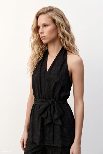 Sateen Lily Blouse - Black