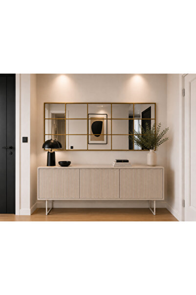 EFFE YAPI DEKOR Gold Metal Çerçeveli 5/3 Model 180x80 Cm Dekoratif Ayna