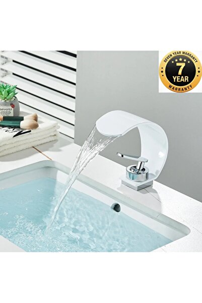 OEM BANYO LAVABO BATARYASI BEYAZ/KROM ŞELALE 5 YIL GARANTİLİ İTHAL YENİ OVAL ...