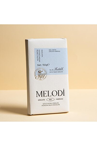 Melodi Çikolata Sütlü Antep Fıstıklı Beyoğlu Çikolatası 150g