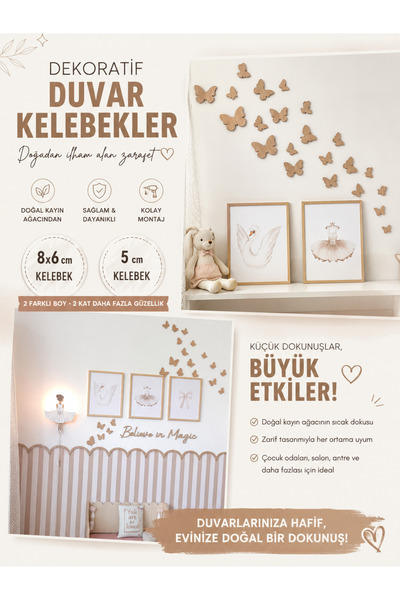mdmetadesign Kelebek Figürlü Dekoratif Duvar Süsü
