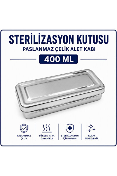Labolist Sterilizasyon Kutusu - Paslanmaz Çelik Alet Kabı 400ml