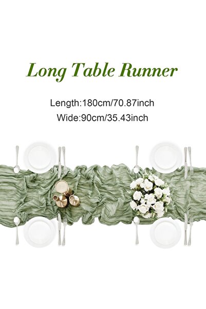 Choice Green 90*180cm Cheesecloth Bohemian Polyester Table Runners, Pleated A...