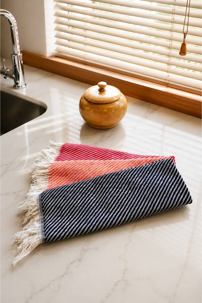 pestemalland 3'lü Oğuz Mutfak Peçetesi El Peşkiri 30x50cm Peştemal Kurulama Bezi