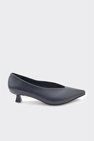 derinet Hakiki Deri Kısa Topuklu Kadın Stiletto