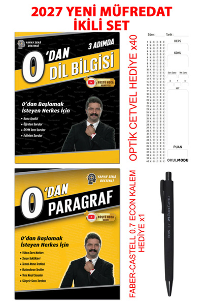Rüştü Hoca 0'dan Paragraf + 0'dan Dil Bilgisi 2'li Set + Hediyeli