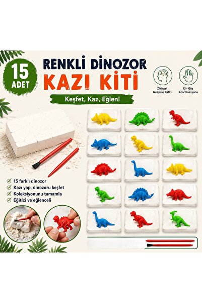 AZİZ OYUNCAK 15’li Dinozor Kazı Kiti Arkeoloji Seti, Çocuklar İçin Eğitici Ka...