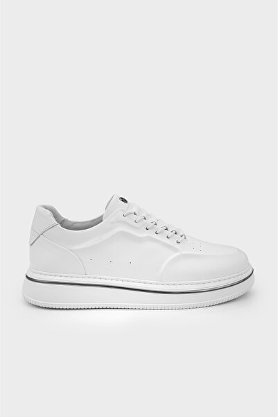derinet Hakiki Deri Lastik Bağcıklı Erkek Sneaker