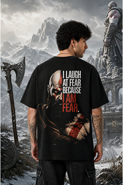 Ninkasiwear God Of War Kratos Unisex Oversize 24/1 Pamuk Tişört - Özel Yaka B...