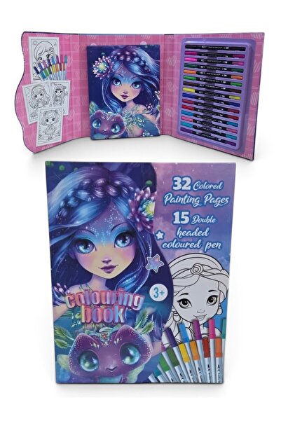 OEM Set Carte De Colorat Pentru Copii Cu 15 Carioci Colorate, 32 De Pagini, V...
