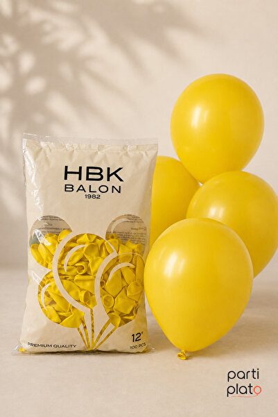 HBK Balon بالون لون واحد 12" 100 قطعة أصفر HBK