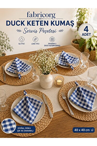 fabricorg Plaid Panama Duck Cloth Decorative Serving/Presentation Napkin (40X...