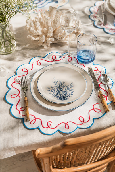 Mora Tekstil 6-Person Embroidered American Service Set |   Special Design Sup...