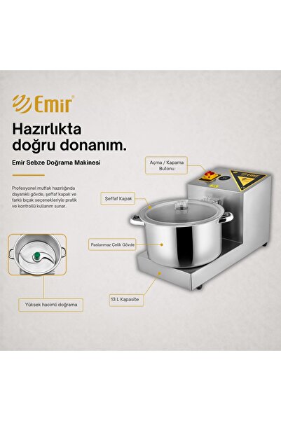 Emir Endüstriyel Mutfak Emir Pro Serisi – 13 L Komple Paslanmaz Soğan Doğrama Makinesi Endüstriyel/ Ticari | 3 Yıl Garantili