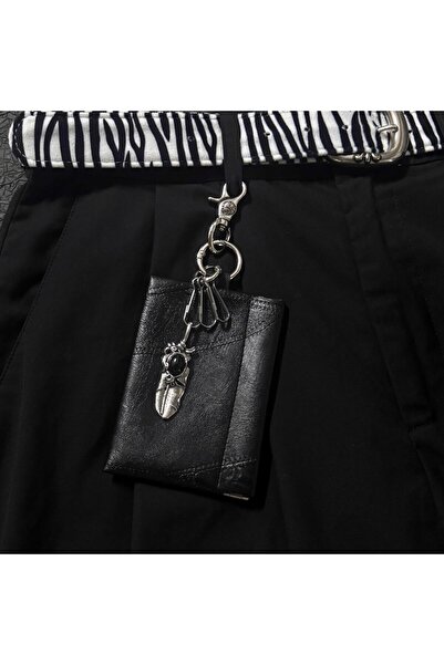 Choice S1 Black Leather Coin Purse Keychain, Waist Outfit Accessory, Metal Co...