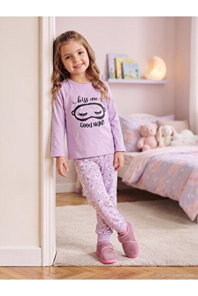 Civil Girls Civil Kız Çocuk Çiçek Desenli Pijama Takımı | Süprem Uzun Kol | O...