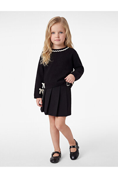 Koton Bow Detailed Viscose Blend Long Sleeve Crew Neck Knitwear Sweater