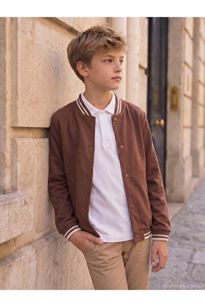Civil Boys College Ribbed 10-13 Years Old Jacket - Brown 12-13 Years Old