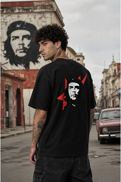 Ninkasiwear Che Guevara Unisex Oversize T-Shirt - Special Collar Print 24/1 C...