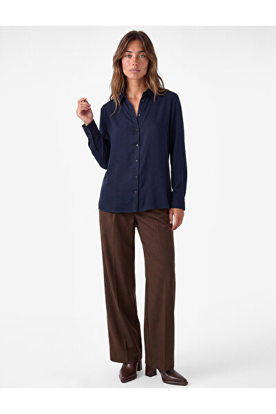 Koton Long Sleeve Classic Collar Buttoned Satin Shirt