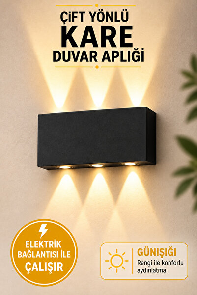 CASA RUVA Gün Işığı Led Aplik Kare Aydınlatma Çift Taraflı Led Dekoratif Duva...