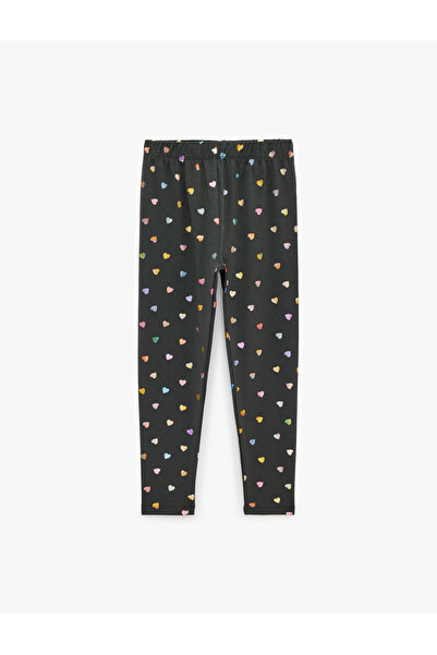 Koton Elastic Waist Heart Patterned Cotton Leggings