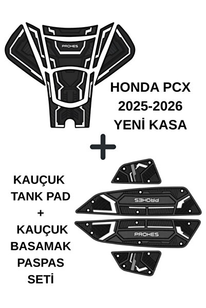 prohes HONDA PCX 2025-2026 BEYAZ KAUÇUK TANK PAD + BASAMAK PASPAS SETİ 1. KAL...