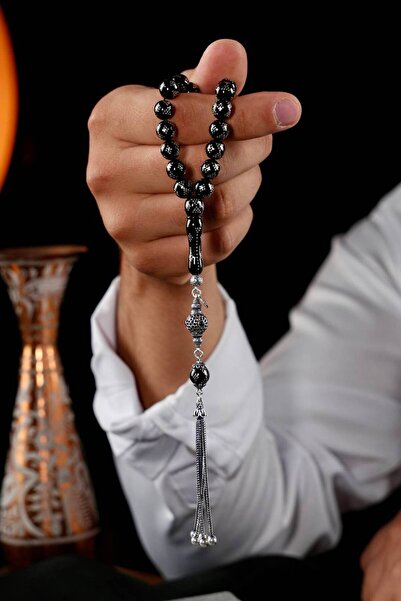 dergah tesbih Erzurum Oltu Stone Full Silver Engraving and Silver Tassel Desi...