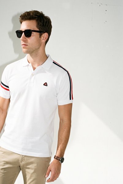 Tommy Crosse Men's Regular 100% Cotton Sleeve Striped Polo Collar Tshirt